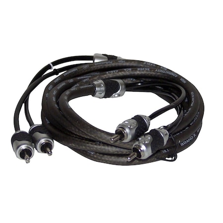 Brandx 12' Foot Hi-End Black/Silver Stereo Rca Cable XXL12RCASQ